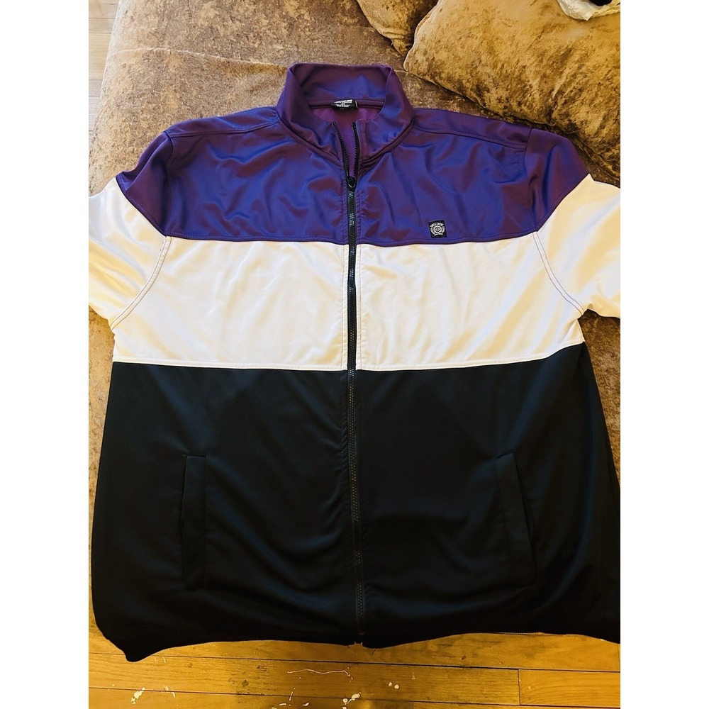 Vtg Y2K Enyce Full Zip Color Block Jacket Purple, Black White Streetwear 4XL